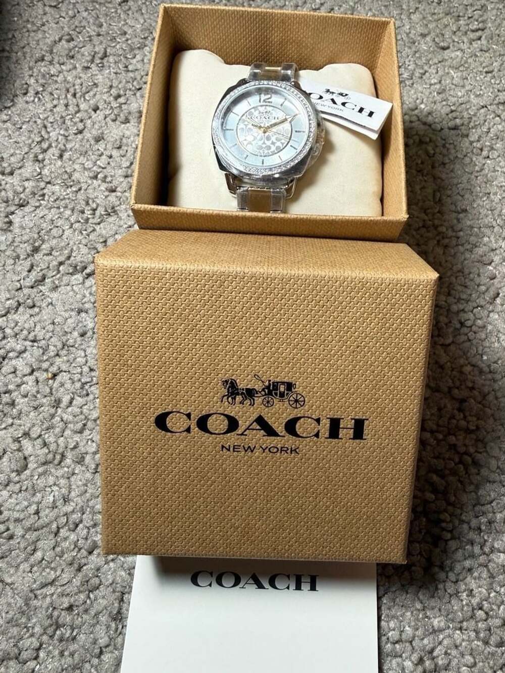 Coach Boyfriend Crystal Stainless Steel Watch Silver